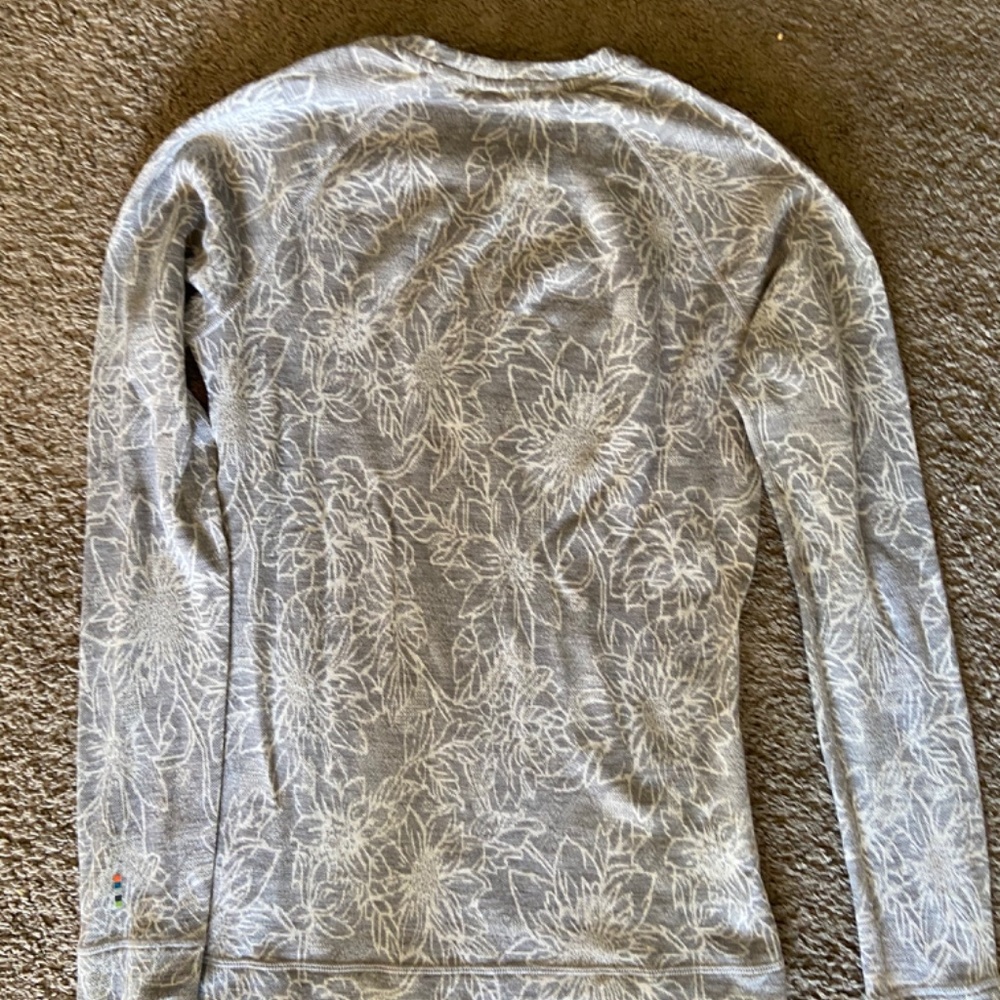 Smartwool Merino 250 Base Layer floral Gray Form Fit warm medium M sweater - Picture 4 of 4